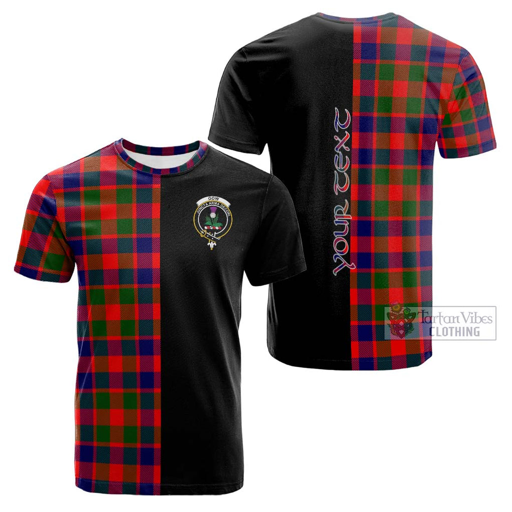 Tartan Vibes Clothing Gow of Skeoch Tartan Cotton T-shirt with Family Crest and Half Of Me Style