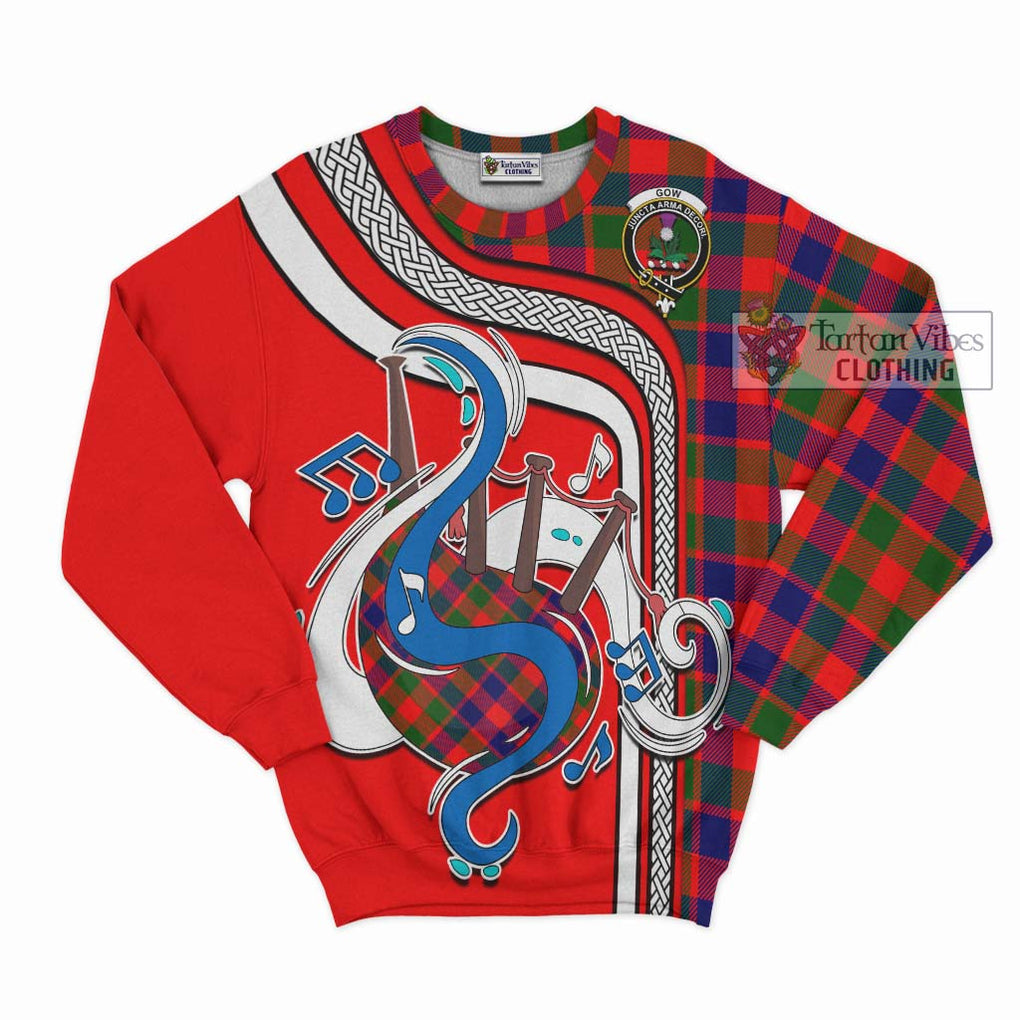 Tartan Vibes Clothing Gow of Skeoch Tartan Sweatshirt with Epic Bagpipe Style