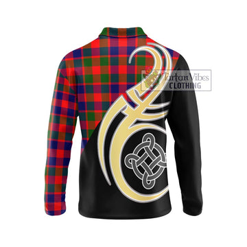 Gow of Skeoch Tartan Long Sleeve Polo Shirt with Family Crest and Celtic Symbol Style