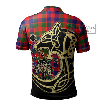 Gow of Skeoch Tartan Polo Shirt with Family Crest Celtic Wolf Style