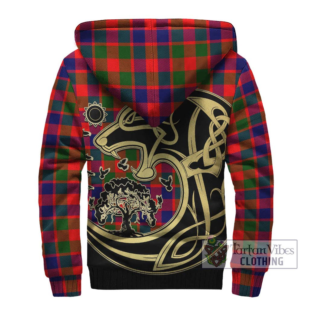 Gow of Skeoch Tartan Sherpa Hoodie with Family Crest Celtic Wolf Style - Tartan Vibes Clothing