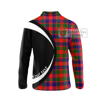 Gow of Skeoch Tartan Long Sleeve Polo Shirt with Family Crest Circle Style