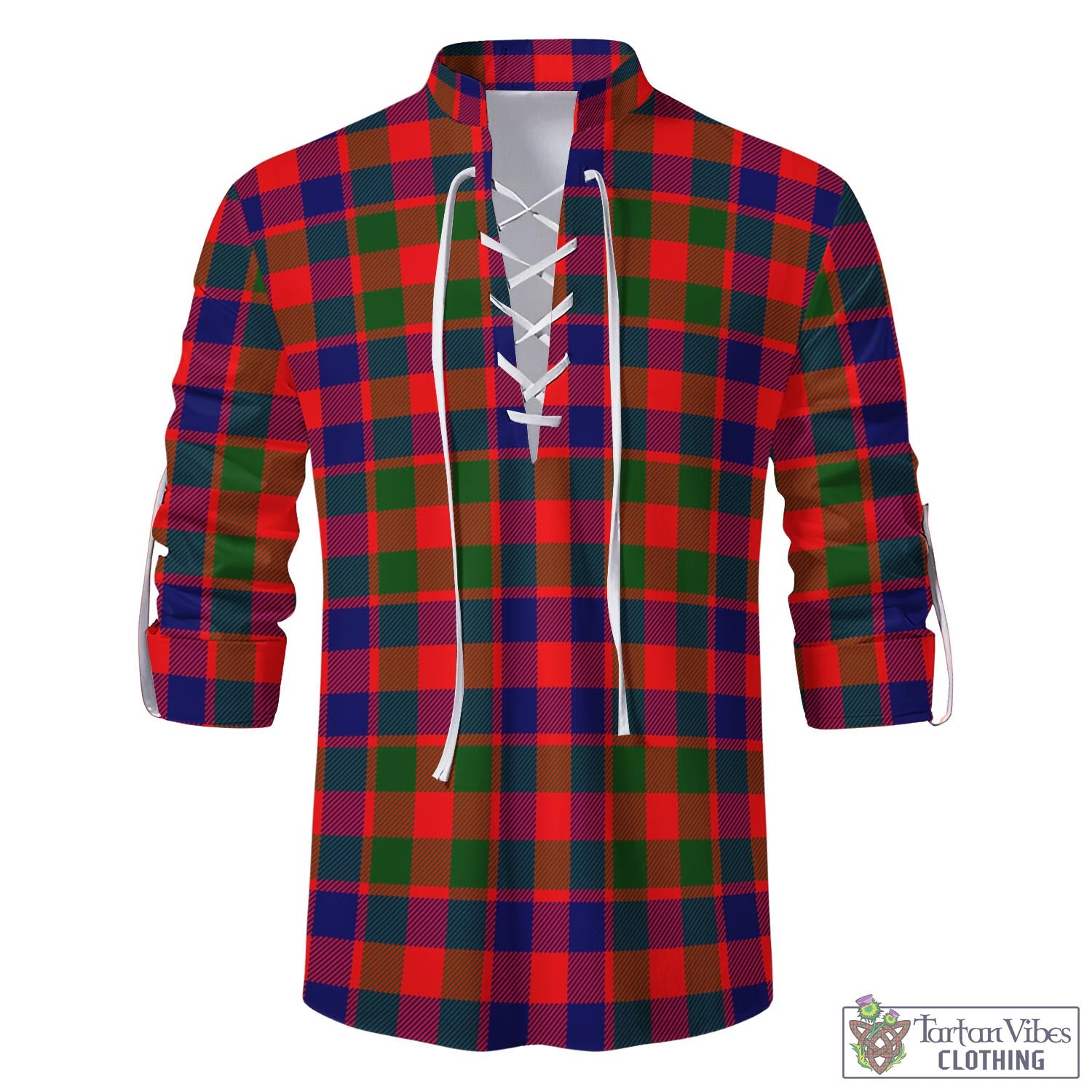 Tartan Vibes Clothing Gow of Skeoch Tartan Men's Scottish Traditional Jacobite Ghillie Kilt Shirt