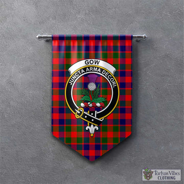 Gow of Skeoch Tartan Gonfalon, Tartan Banner with Family Crest