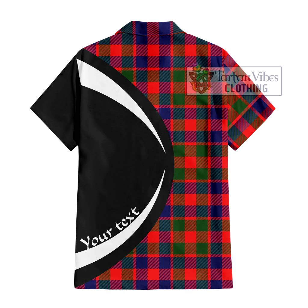 Gow of Skeoch Tartan Short Sleeve Button Up with Family Crest Circle Style - Tartan Vibes Clothing