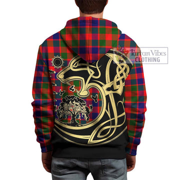 Gow of Skeoch Tartan Hoodie with Family Crest Celtic Wolf Style