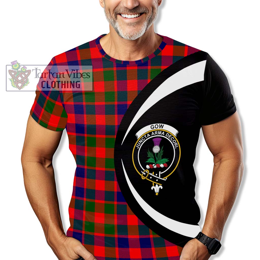 Tartan Vibes Clothing Gow of Skeoch Tartan T-Shirt with Family Crest Circle Style