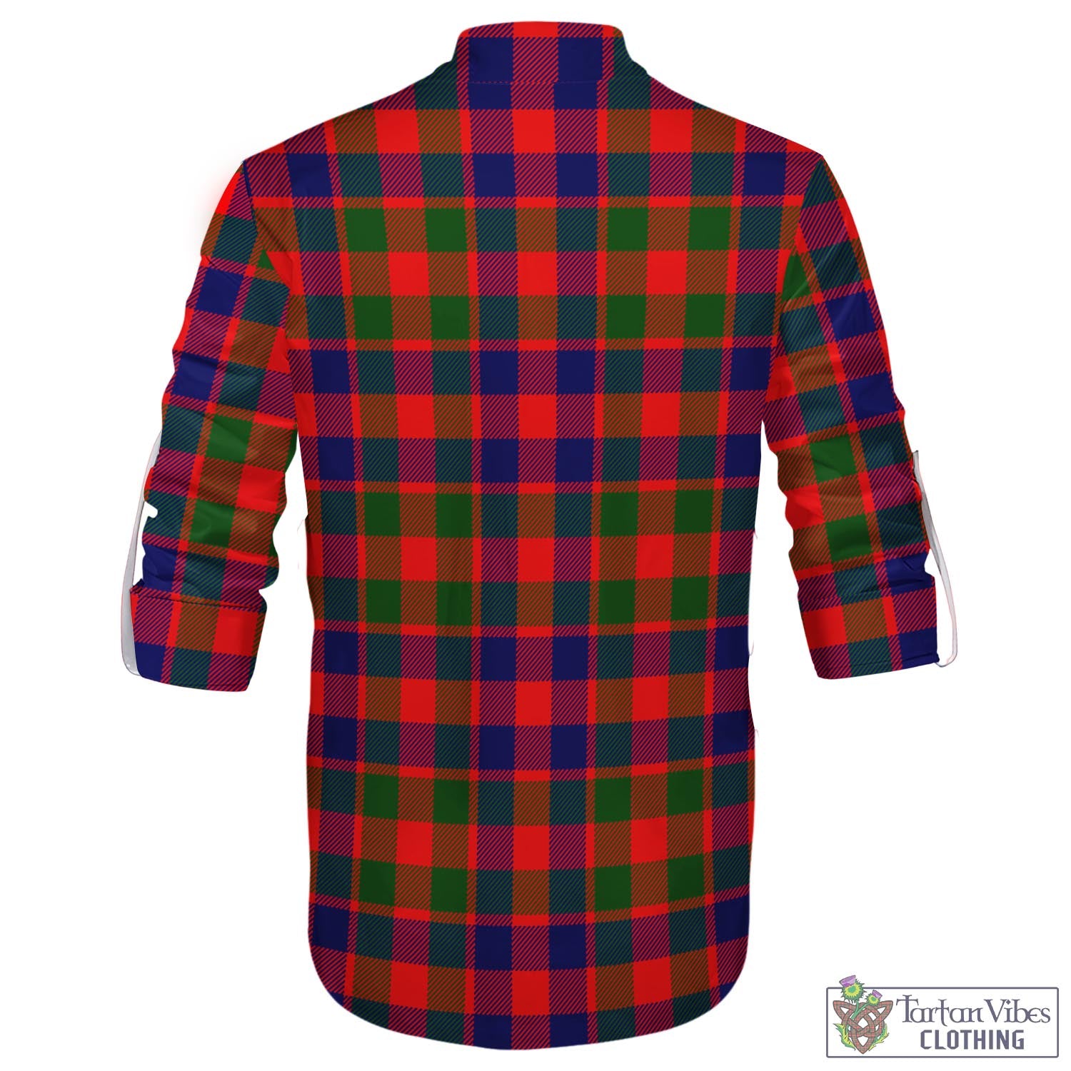 Tartan Vibes Clothing Gow of Skeoch Tartan Men's Scottish Traditional Jacobite Ghillie Kilt Shirt with Family Crest