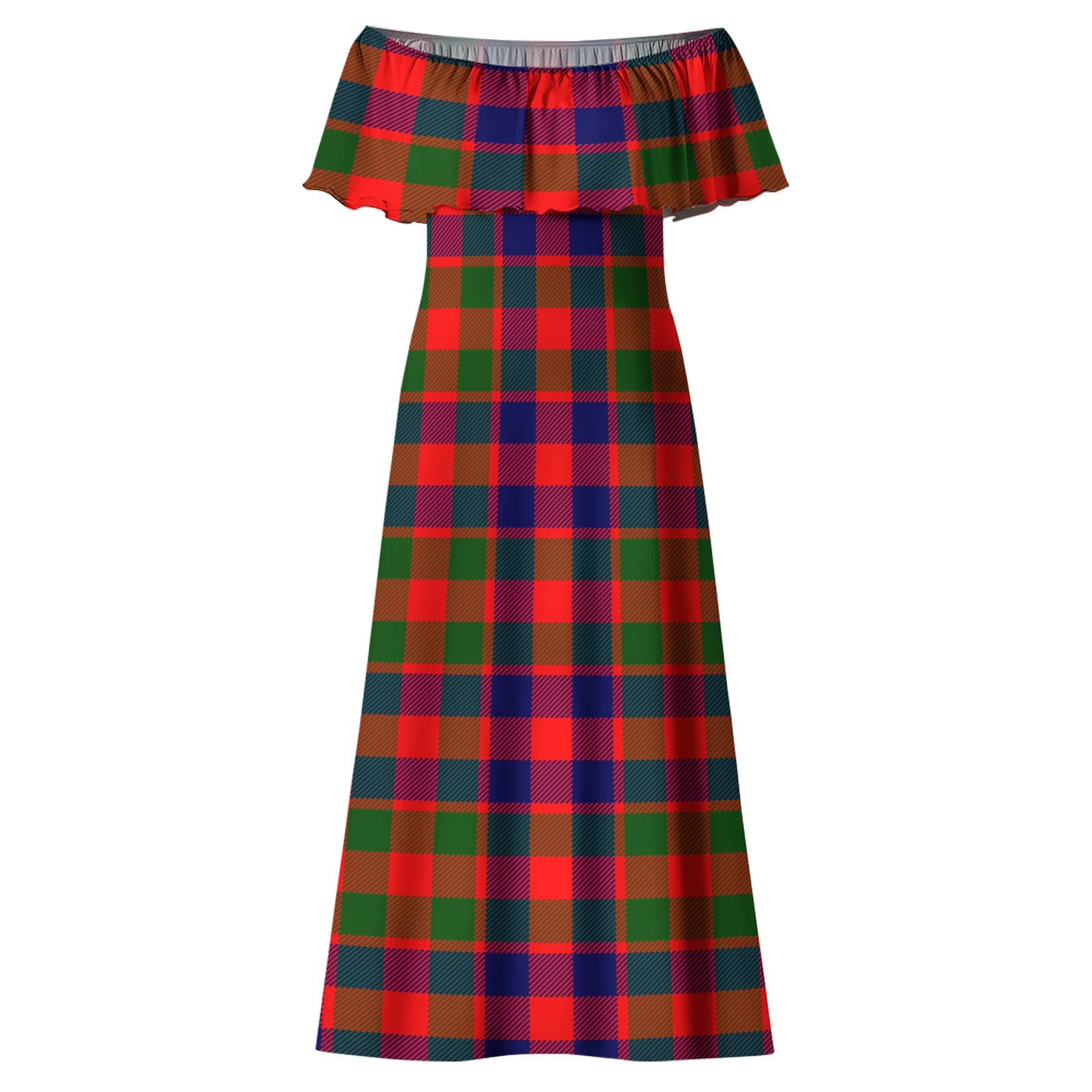 Gow of Skeoch Tartan Off Shoulder Long Dress - Tartanvibesclothing