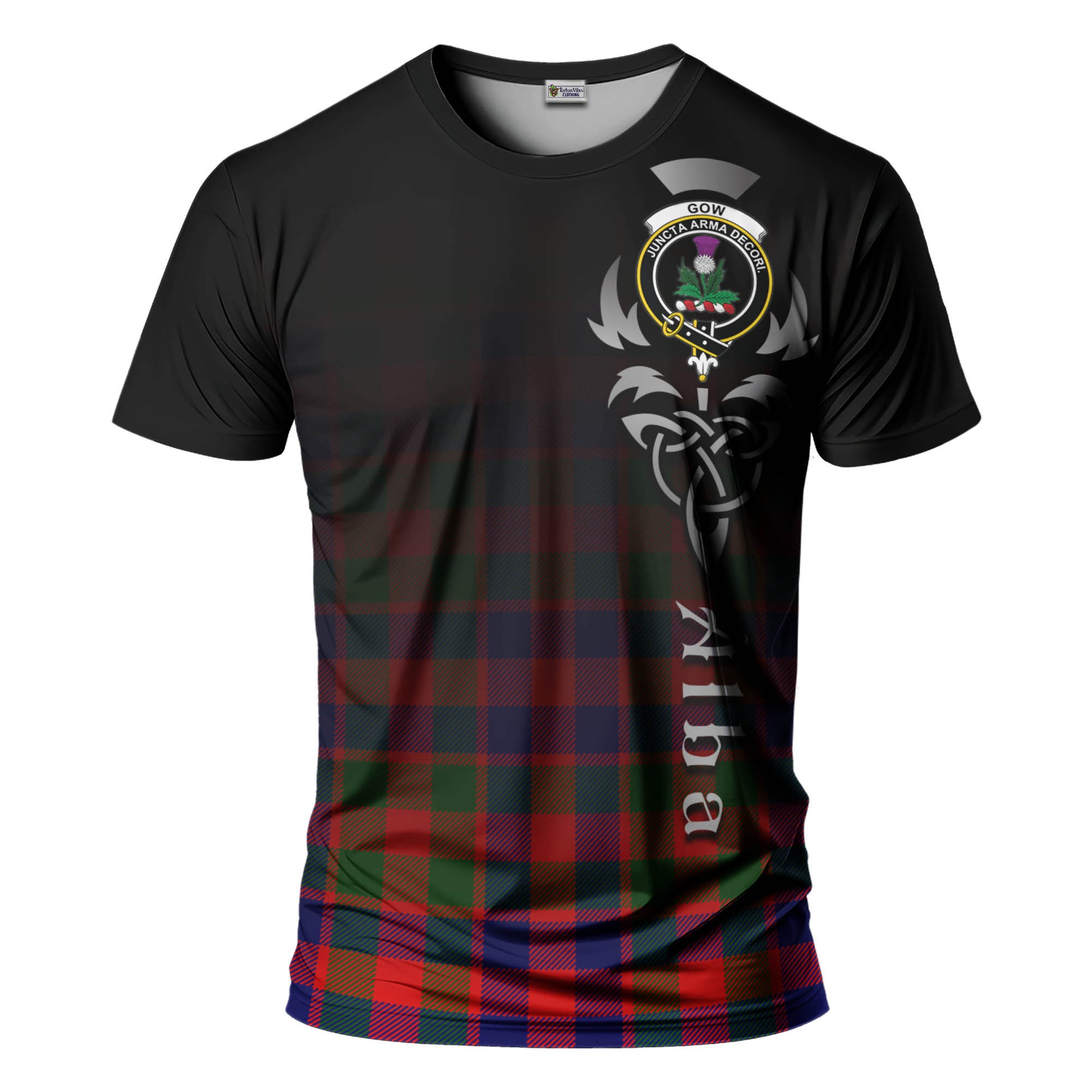 Tartan Vibes Clothing Gow of Skeoch Tartan T-Shirt Featuring Alba Gu Brath Family Crest Celtic Inspired