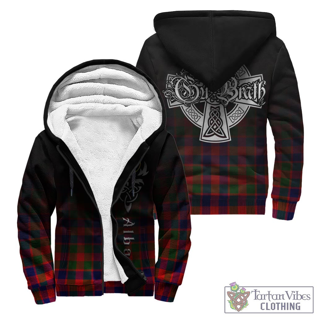 Tartan Vibes Clothing Gow of Skeoch Tartan Sherpa Hoodie Featuring Alba Gu Brath Family Crest Celtic Inspired