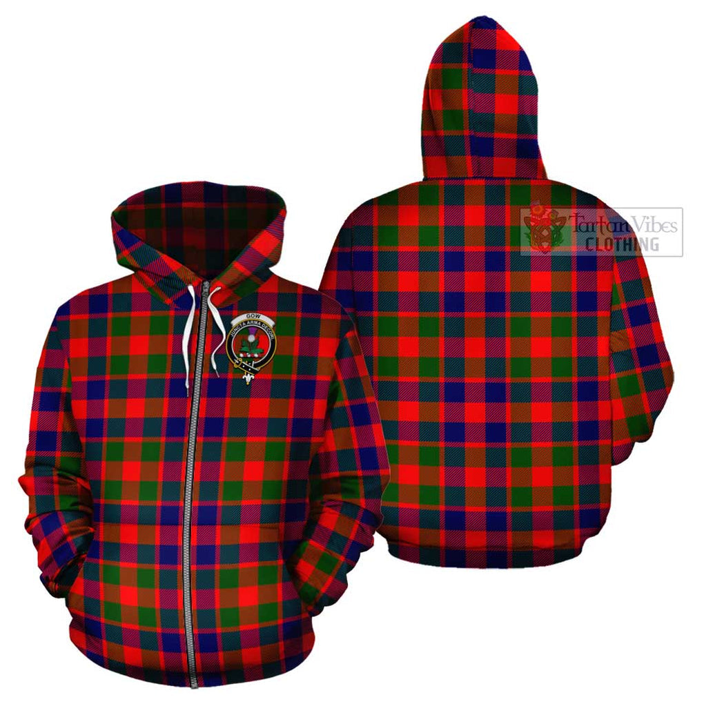 Gow of Skeoch Tartan Cotton Hoodie with Family Crest Zip Hoodie - Tartan Vibes Clothing