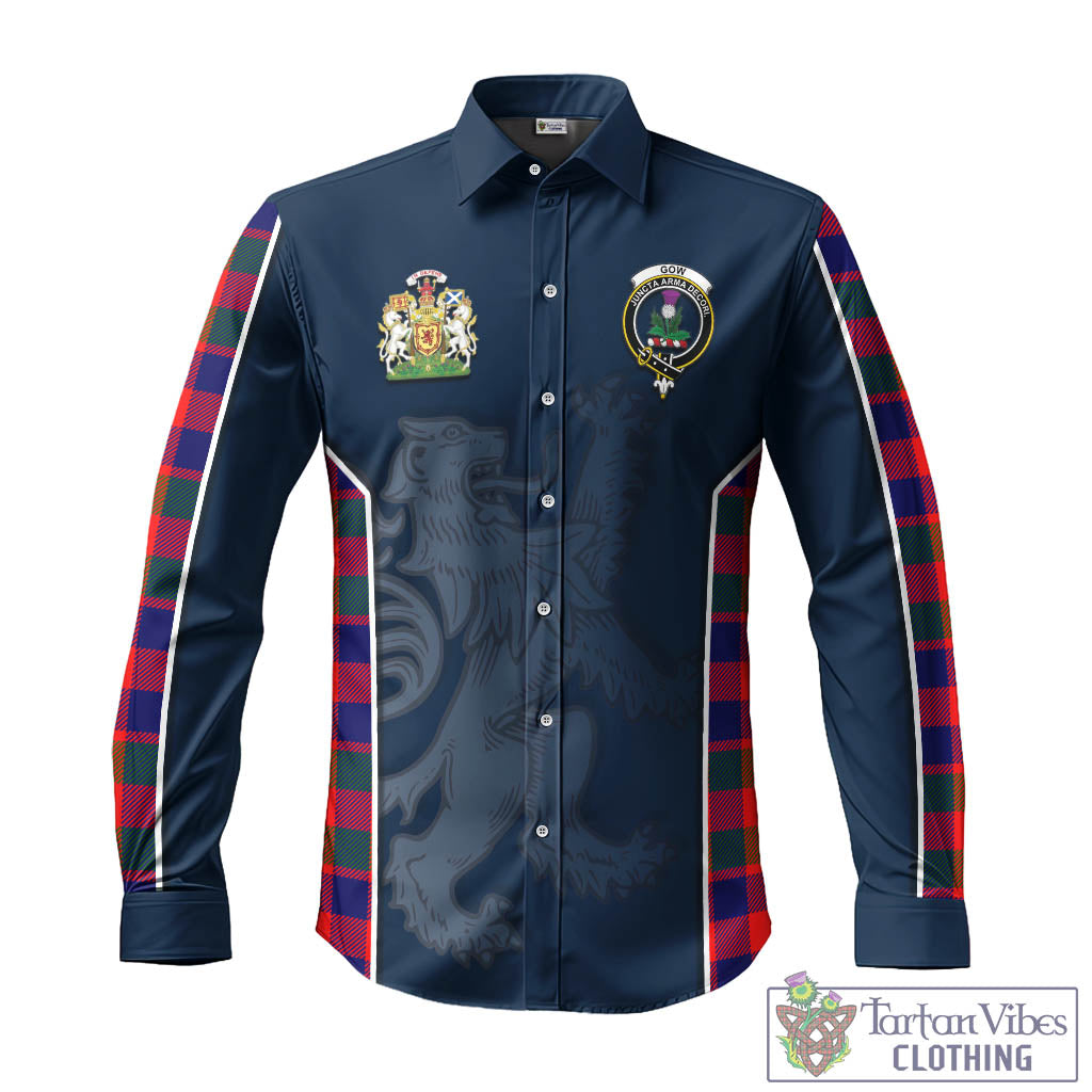 Tartan Vibes Clothing Gow of Skeoch Tartan Long Sleeve Button Up Shirt with Family Crest and Lion Rampant Vibes Sport Style