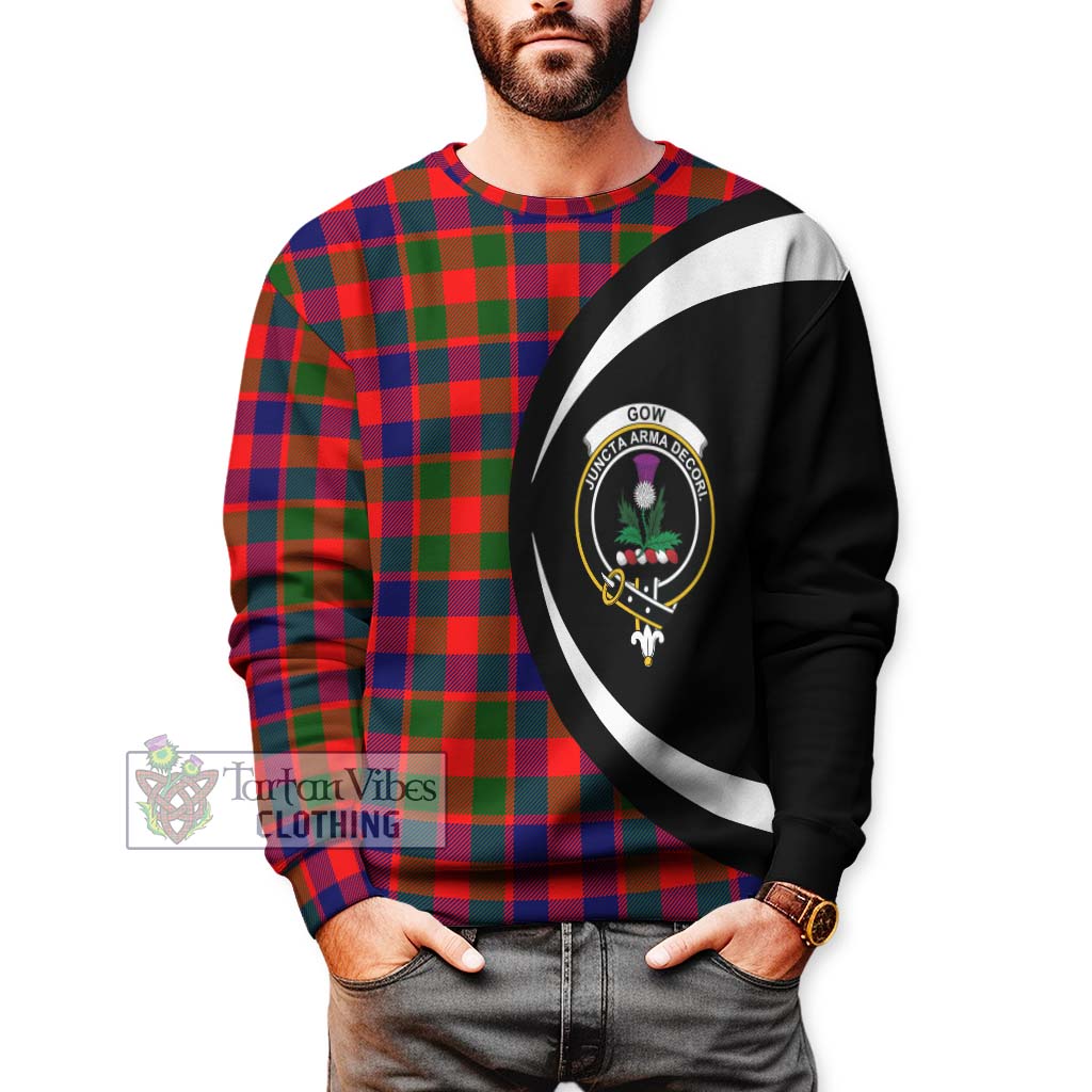 Gow of Skeoch Tartan Sweatshirt with Family Crest Circle Style - Tartan Vibes Clothing