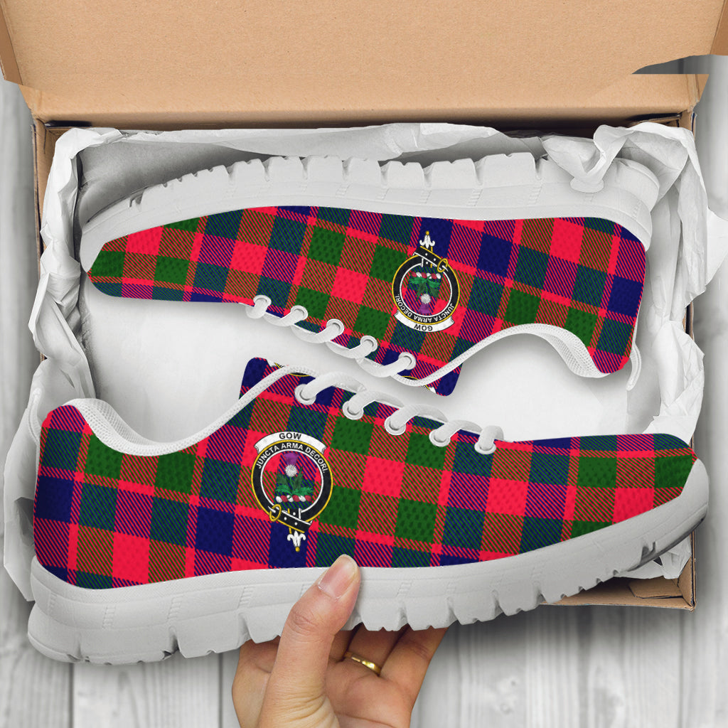 Gow of Skeoch Tartan Sneakers with Family Crest - Tartan Vibes Clothing