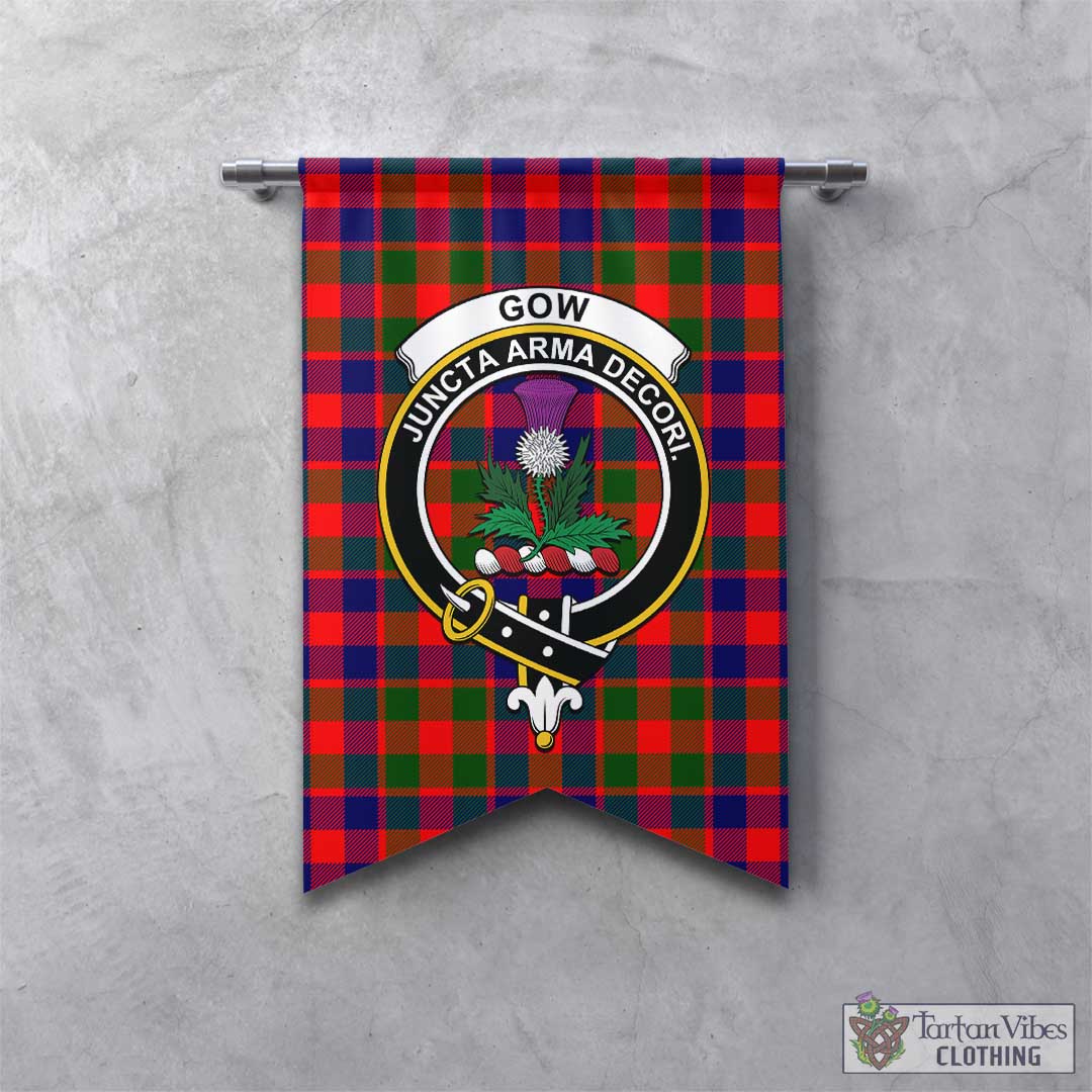 Tartan Vibes Clothing Gow of Skeoch Tartan Gonfalon, Tartan Banner with Family Crest