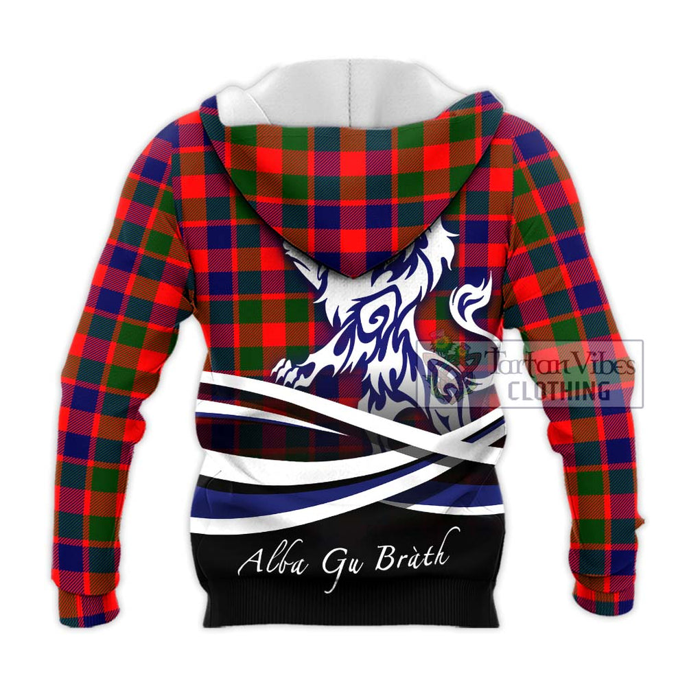 Gow of Skeoch Tartan Knitted Hoodie with Alba Gu Brath Regal Lion Emblem - Tartanvibesclothing Shop