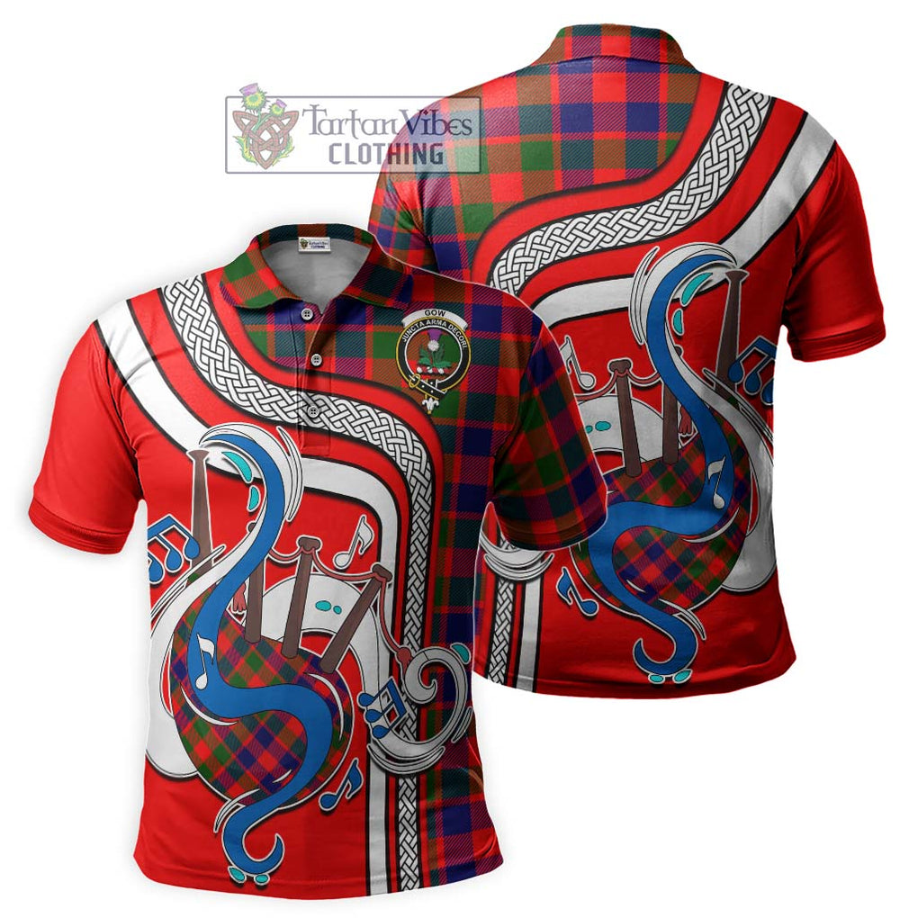 Tartan Vibes Clothing Gow of Skeoch Tartan Polo Shirt with Epic Bagpipe Style