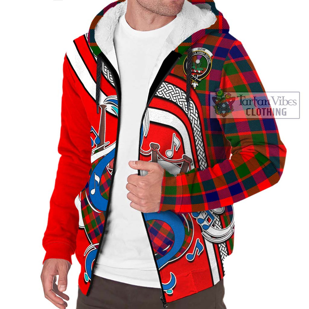 Gow of Skeoch Tartan Sherpa Hoodie with Epic Bagpipe Style Unisex - Tartanvibesclothing Shop