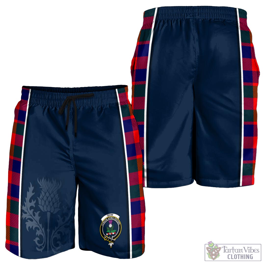 Tartan Vibes Clothing Gow of Skeoch Tartan Men's Shorts with Family Crest and Scottish Thistle Vibes Sport Style