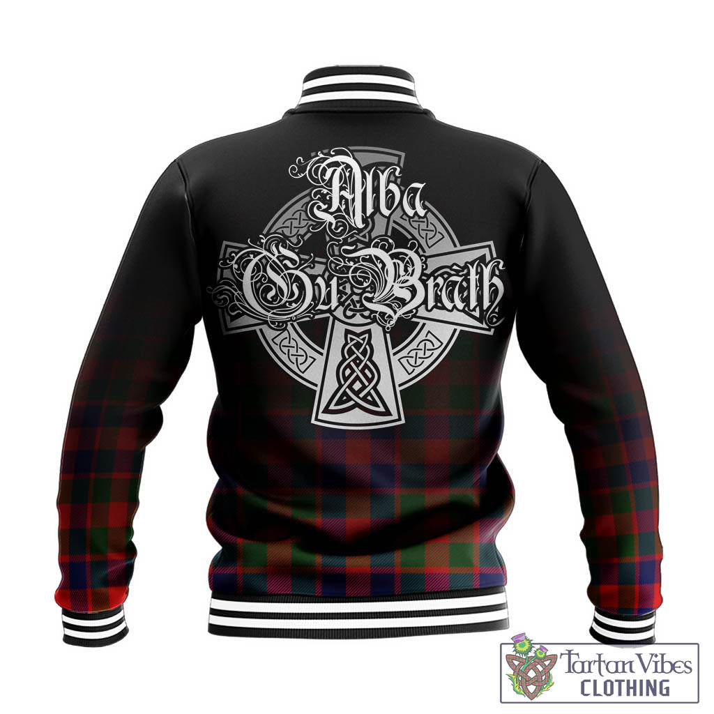 Tartan Vibes Clothing Gow of Skeoch Tartan Baseball Jacket Featuring Alba Gu Brath Family Crest Celtic Inspired