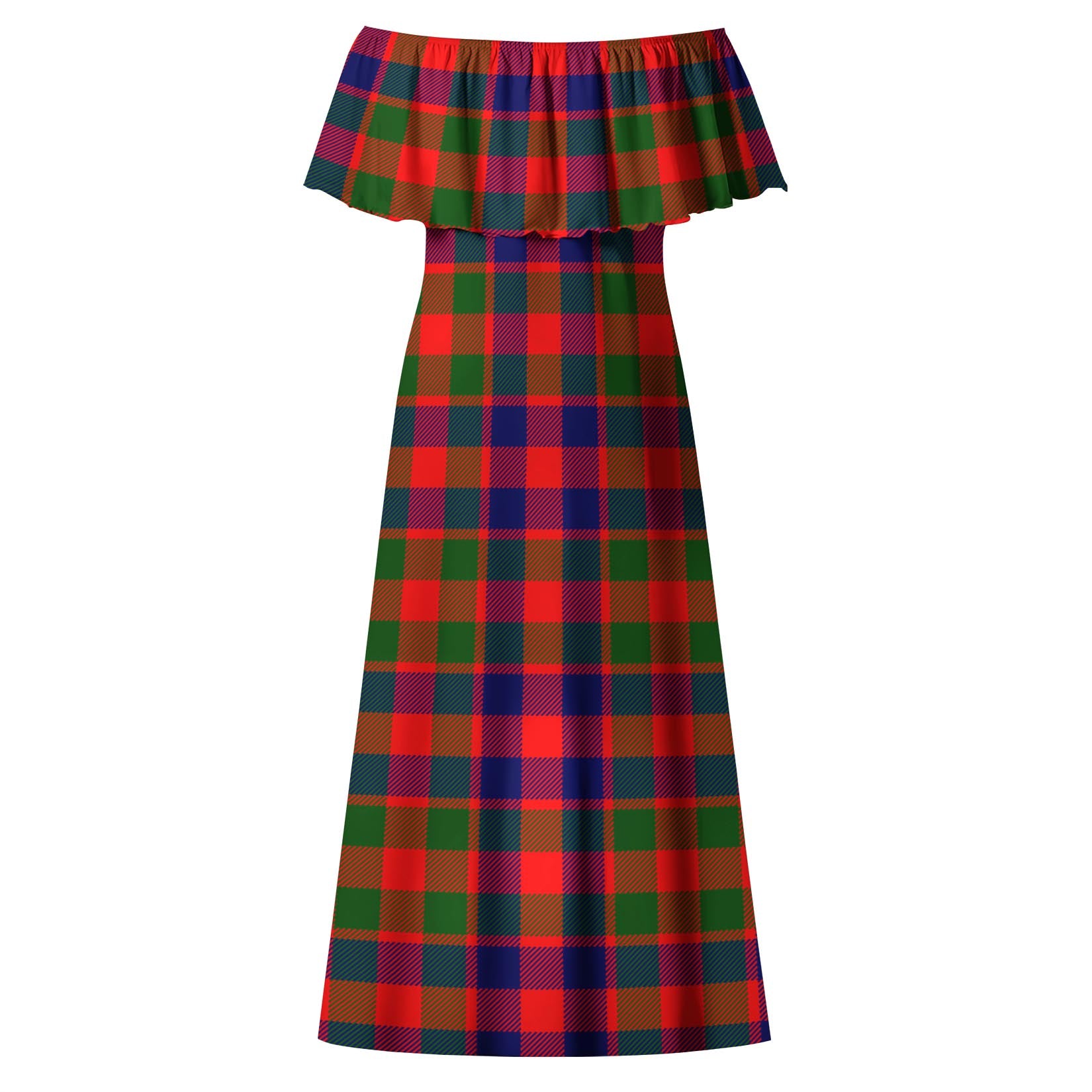 Gow of Skeoch Tartan Off Shoulder Long Dress - Tartanvibesclothing