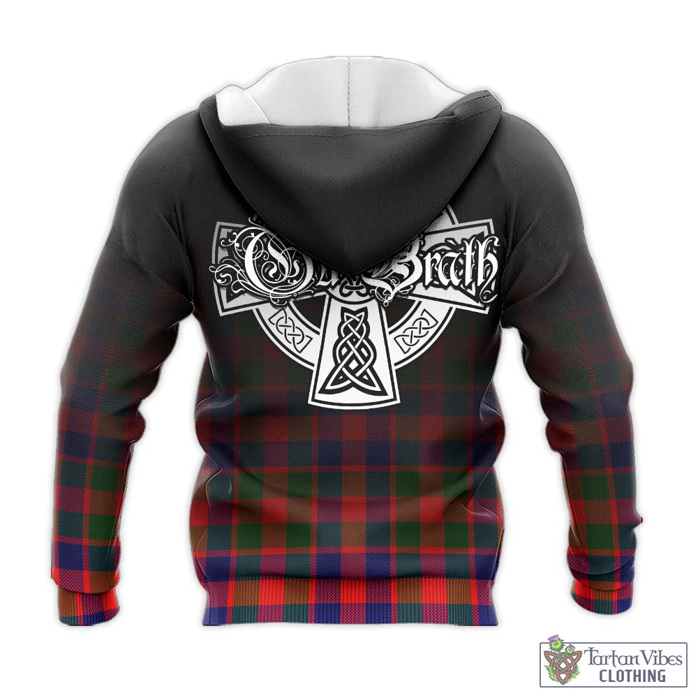 Tartan Vibes Clothing Gow of Skeoch Tartan Knitted Hoodie Featuring Alba Gu Brath Family Crest Celtic Inspired