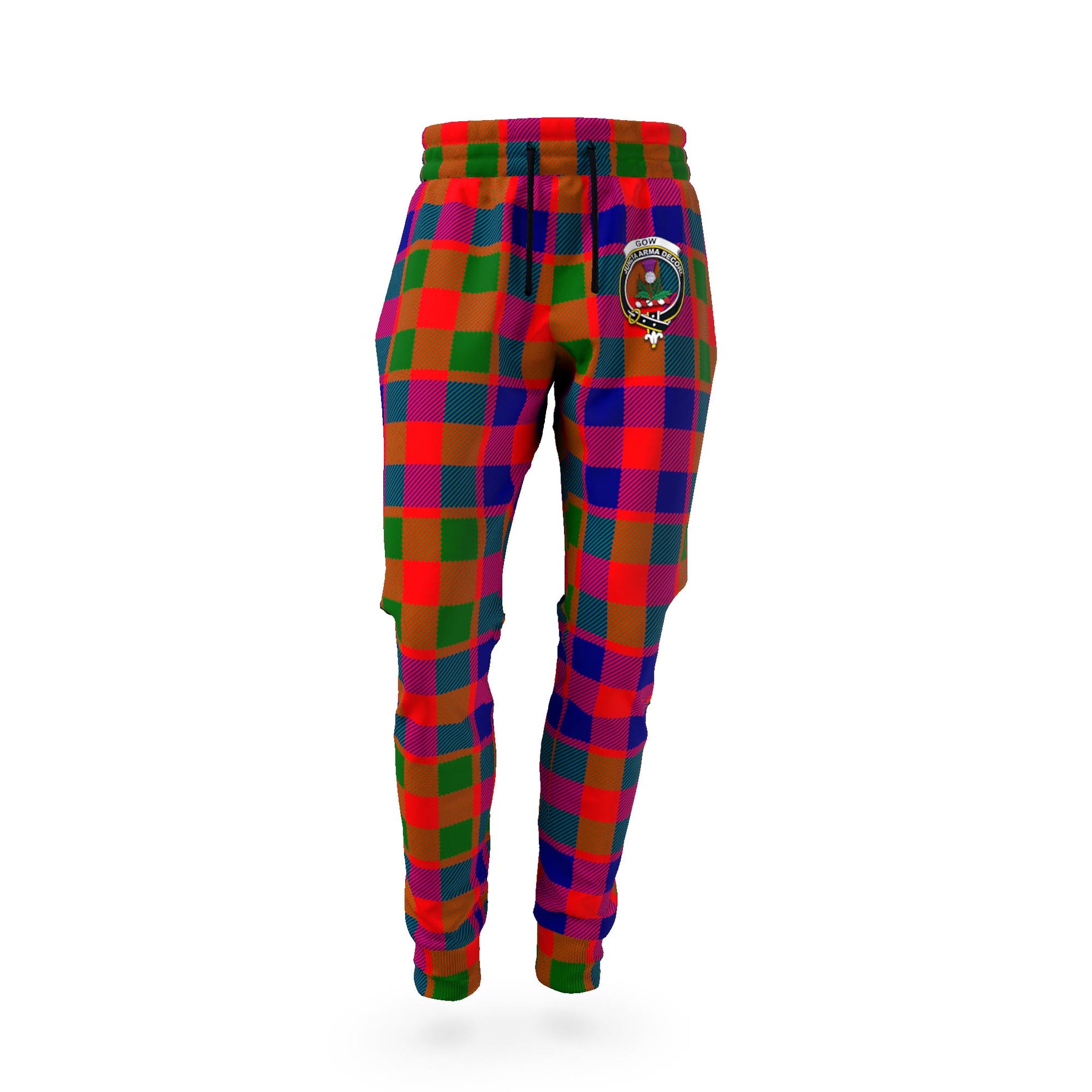 Gow of Skeoch Tartan Joggers Pants with Family Crest - Tartan Vibes Clothing