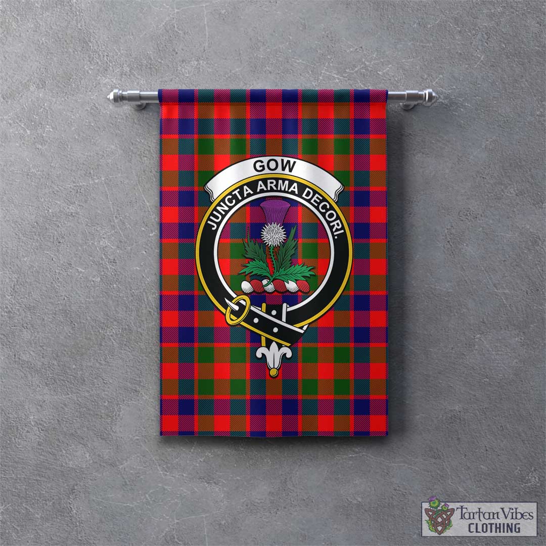 Tartan Vibes Clothing Gow of Skeoch Tartan Gonfalon, Tartan Banner with Family Crest