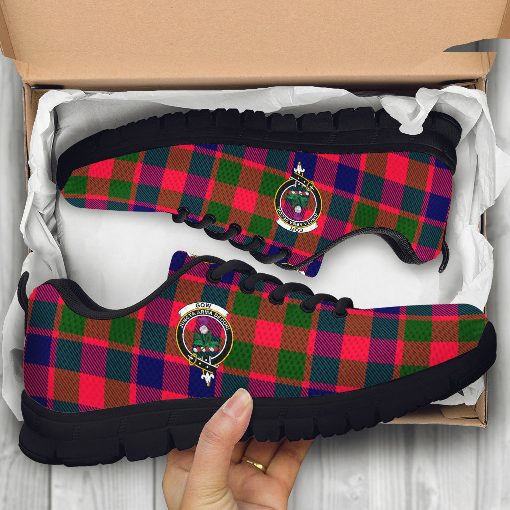 Gow of Skeoch Tartan Sneakers with Family Crest - Tartan Vibes Clothing