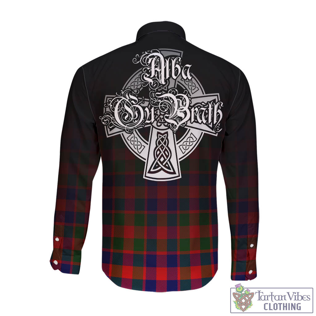 Tartan Vibes Clothing Gow of Skeoch Tartan Long Sleeve Button Up Featuring Alba Gu Brath Family Crest Celtic Inspired