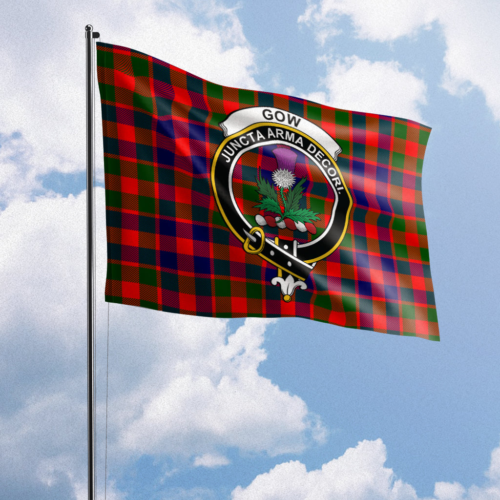 Gow of Skeoch Tartan Flag with Family Crest House Flag (Horizontal) - Tartan Vibes Clothing