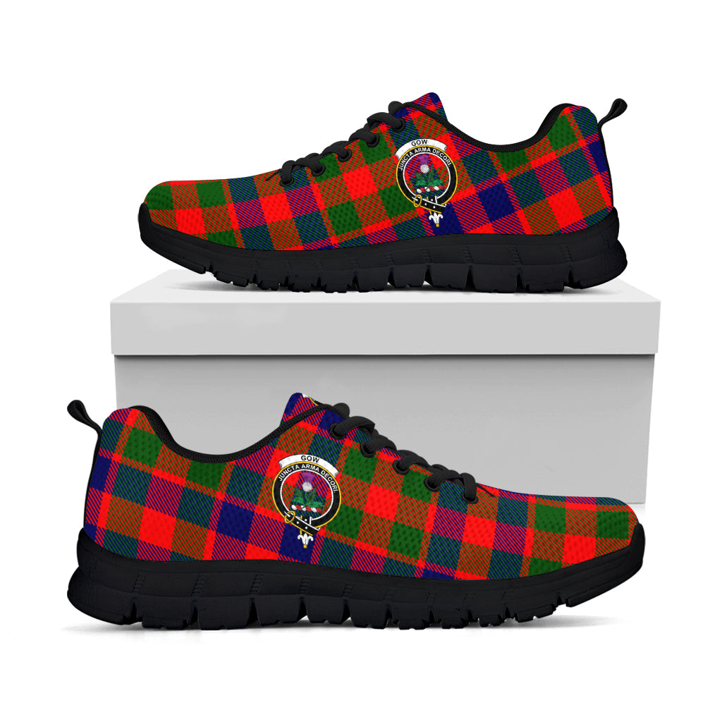 Gow of Skeoch Tartan Sneakers with Family Crest - Tartan Vibes Clothing