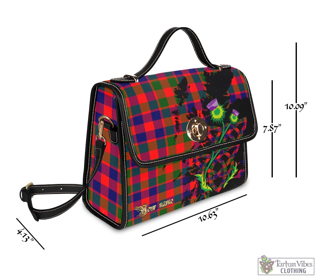 Tartan Vibes Clothing Gow of Skeoch Tartan Waterproof Canvas Bag with Scotland Map and Thistle Celtic Accents