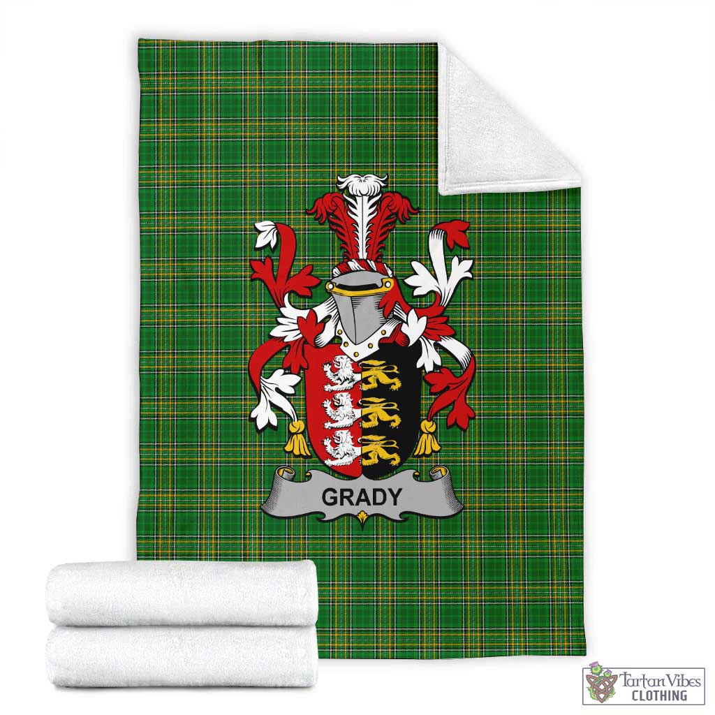 Tartan Vibes Clothing Grady Irish Clan Tartan Blanket with Coat of Arms