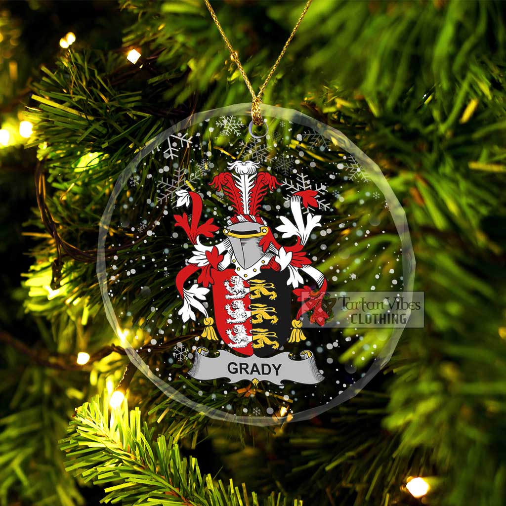 Tartan Vibes Clothing Grady Irish Clan Christmas Glass Ornament with Coat of Arms