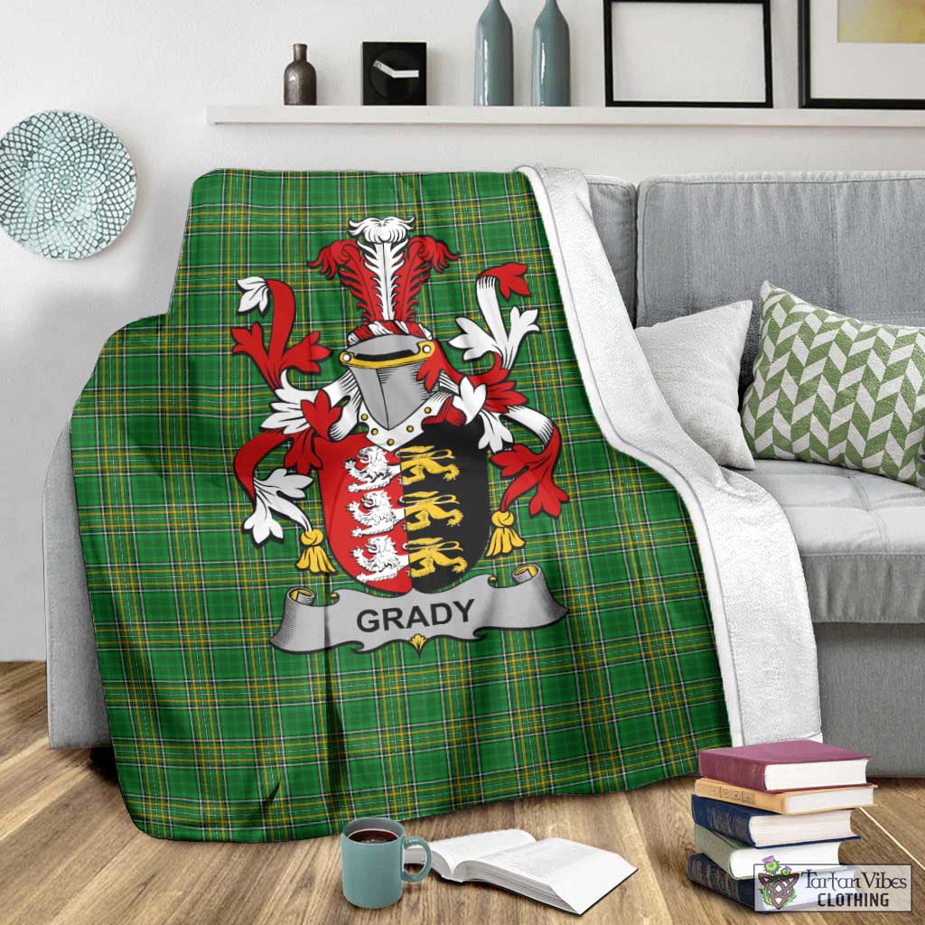 Tartan Vibes Clothing Grady Irish Clan Tartan Blanket with Coat of Arms