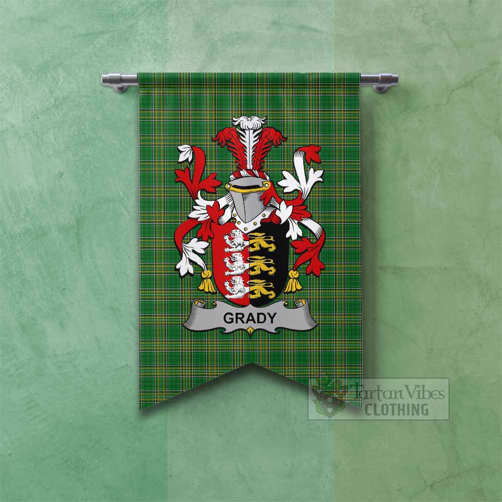Grady Irish Clan Tartan Gonfalon, Tartan Banner with Coat of Arms Fishtail - Tartan Vibes Clothing