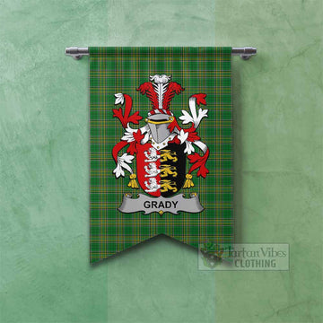 Grady Irish Clan Tartan Gonfalon, Tartan Banner with Coat of Arms Fishtail - Tartan Vibes Clothing