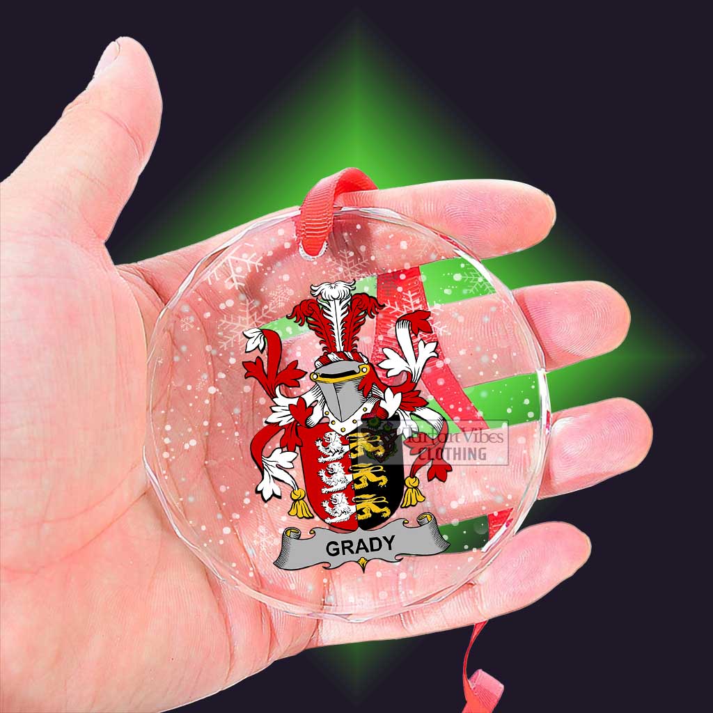 Tartan Vibes Clothing Grady Irish Clan Christmas Glass Ornament with Coat of Arms