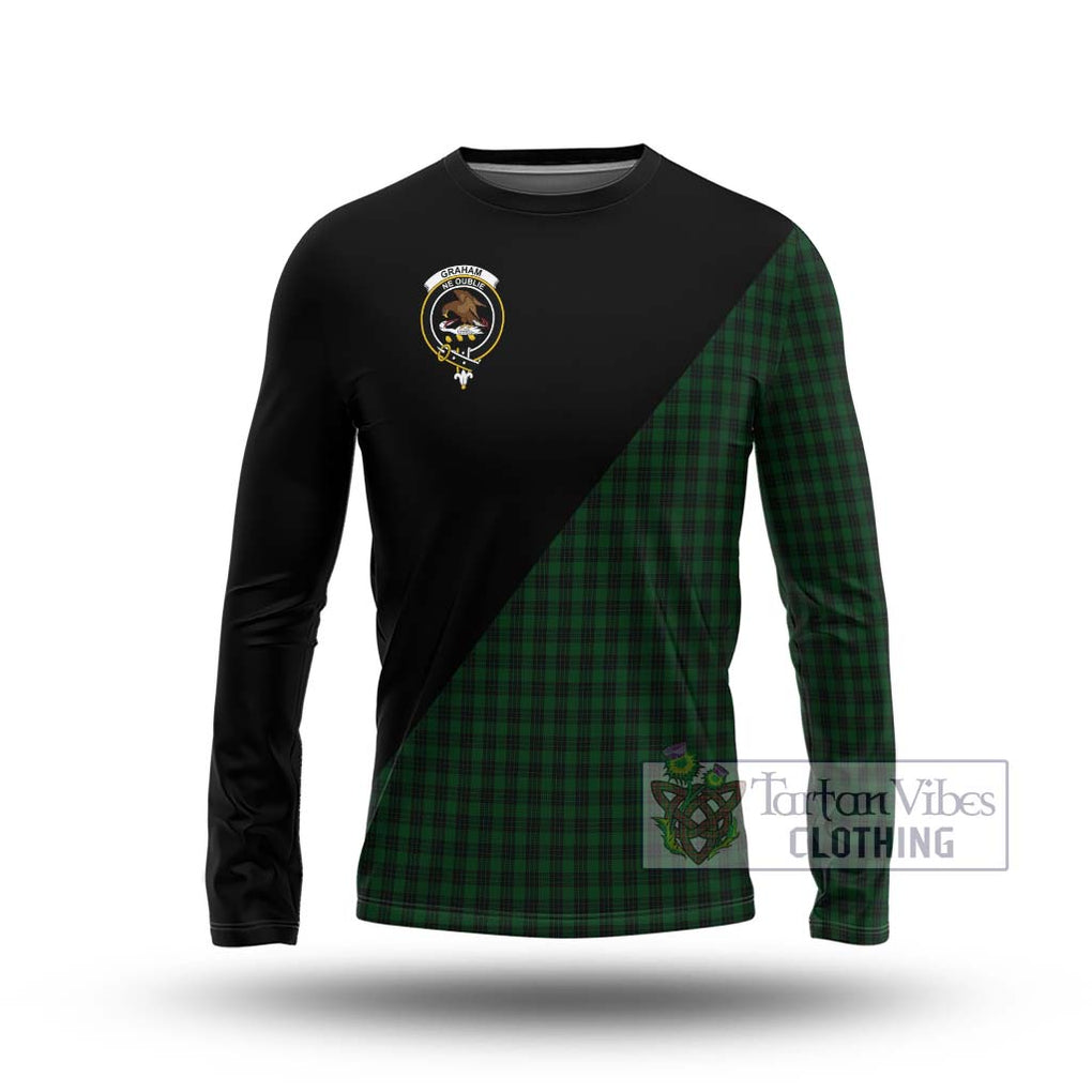 Graham Tartan Long Sleeve T-Shirt with Family Crest and Military Logo Style Unisex - Tartanvibesclothing Shop