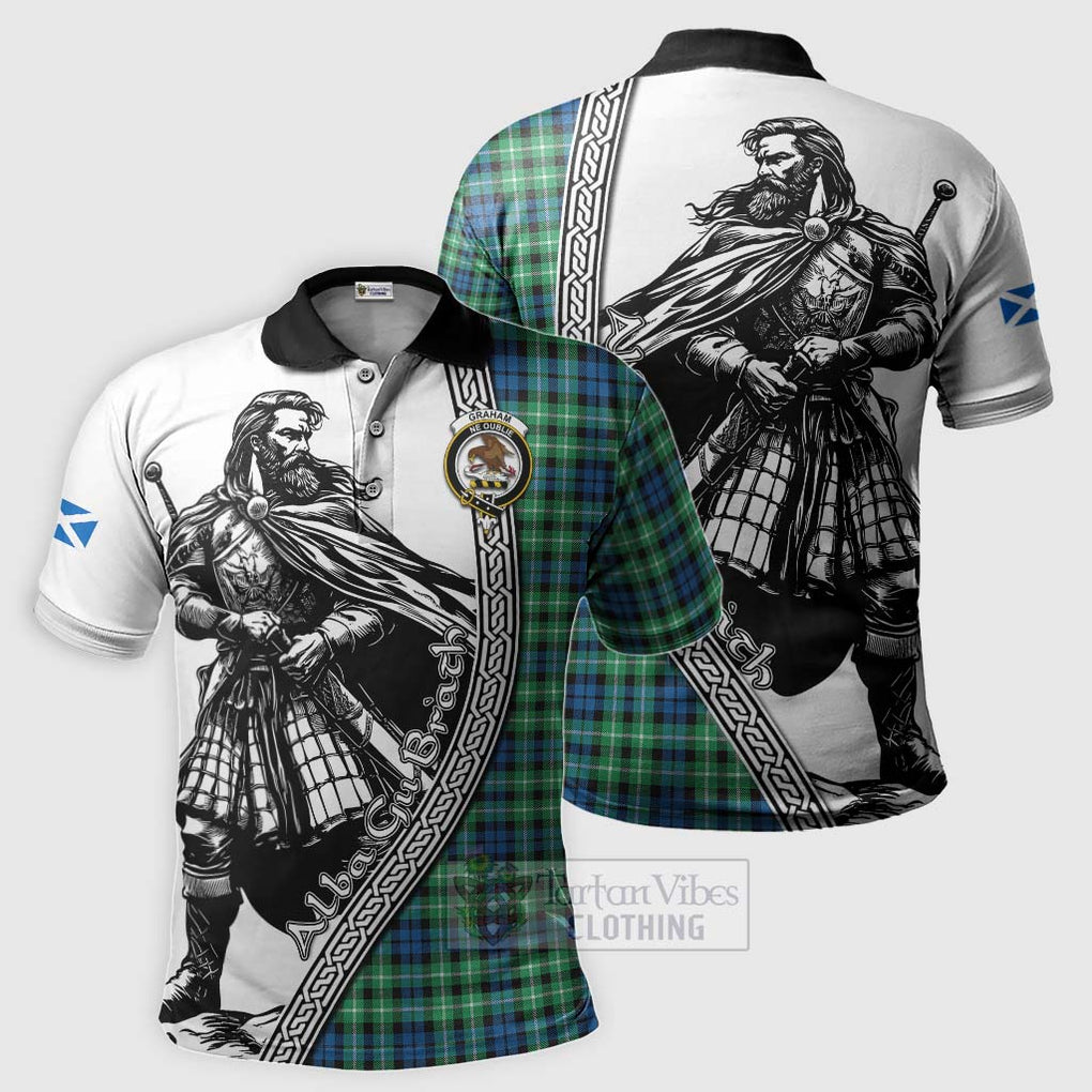 Tartan Vibes Clothing Graham Tartan Clan Crest Polo Shirt with Highlander Warrior Celtic Style