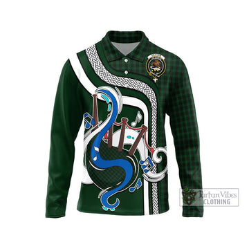 Graham Tartan Long Sleeve Polo Shirt with Epic Bagpipe Style