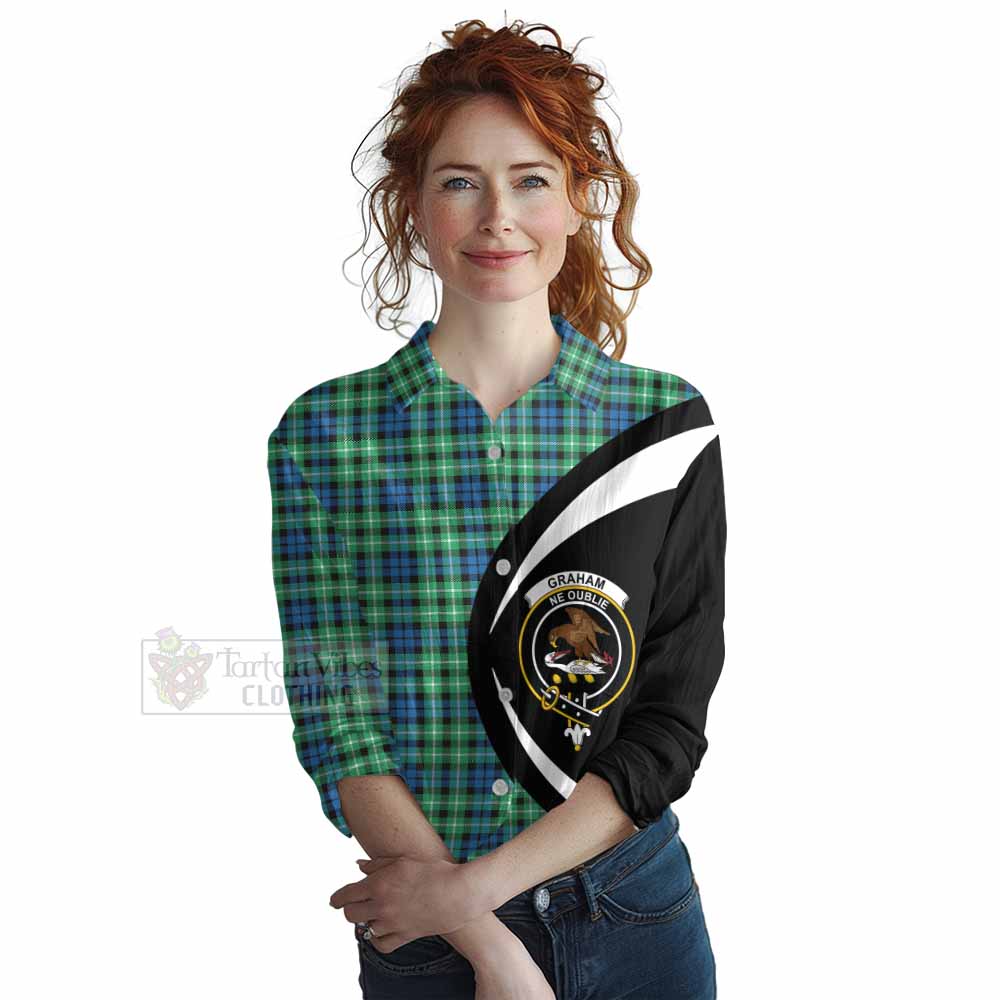 Tartan Vibes Clothing Graham Tartan Women's Casual Shirt with Family Crest Circle Style