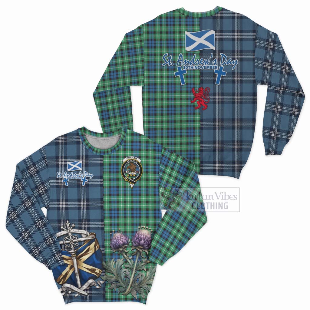 Tartan Vibes Clothing Graham Tartan Sweatshirt Happy St. Andrew's Day Half Tartan Style