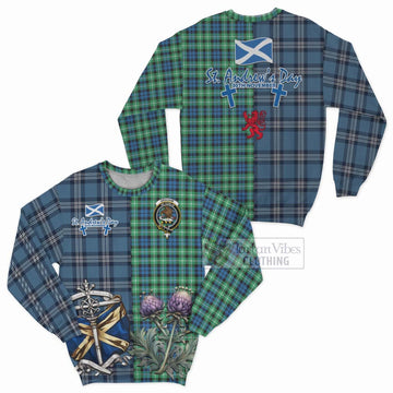 Graham Tartan Sweatshirt Happy St. Andrew's Day Half Tartan Style