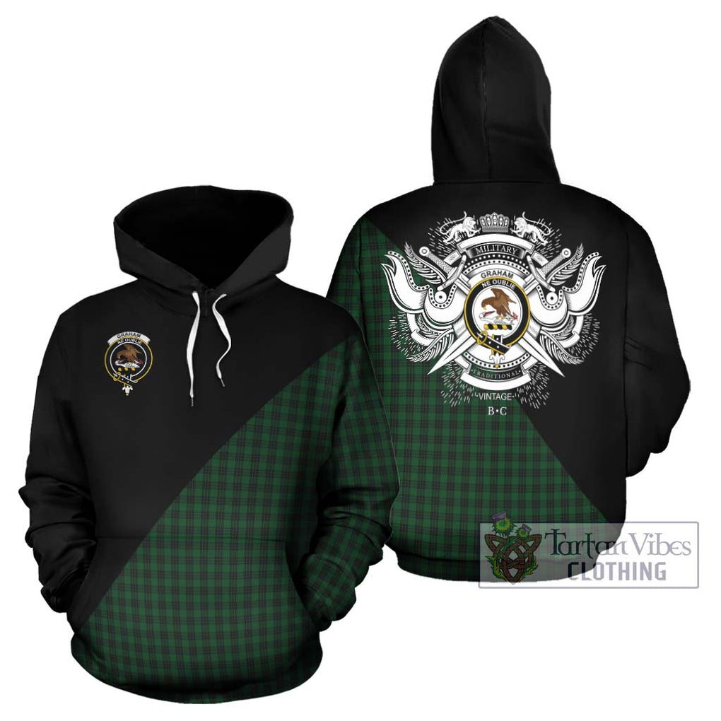 Graham Tartan Hoodie with Family Crest and Military Logo Style Zip Hoodie - Tartanvibesclothing Shop