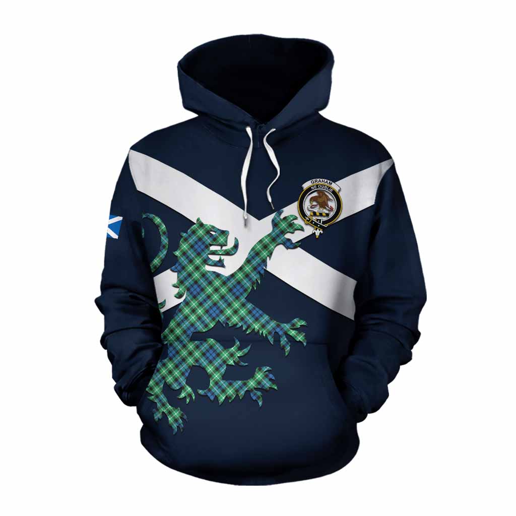 Tartan Vibes Clothing Graham Tartan Lion Rampant Cotton Hoodie Proudly Display Your Heritage with Alba Gu Brath and Clan Name