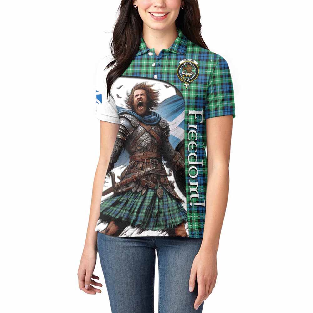 Tartan Vibes Clothing Graham Crest Tartan Women's Polo Shirt Inspired by the Freedom of Scottish Warrior