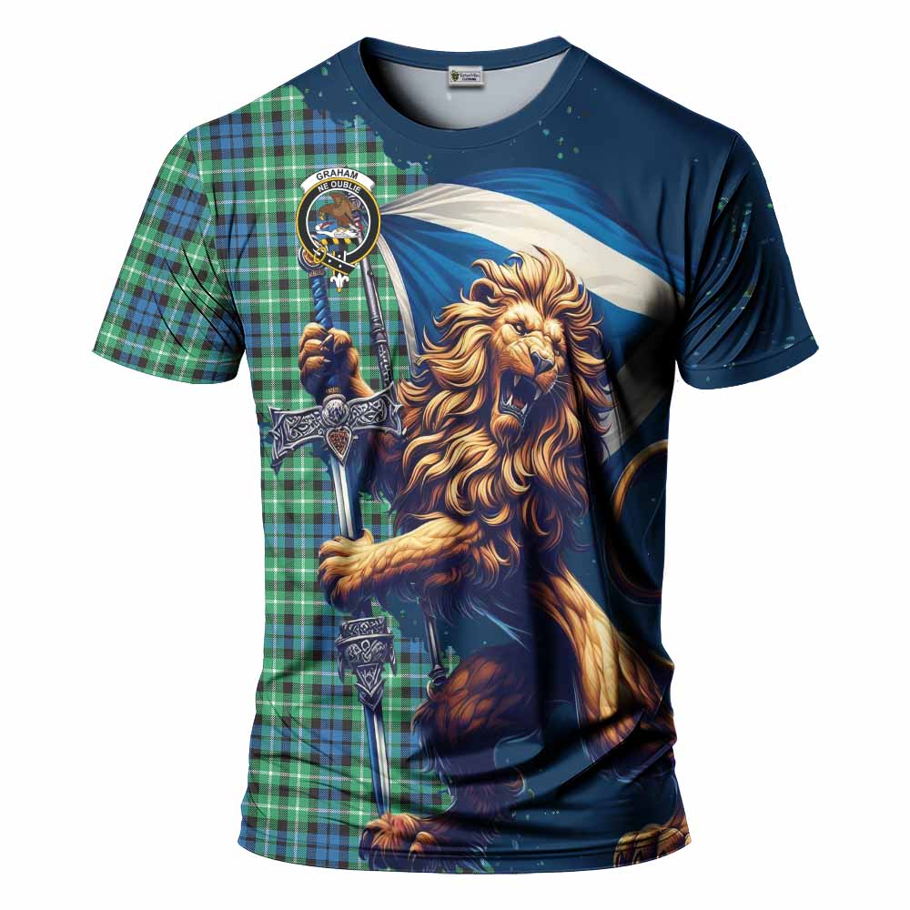 Tartan Vibes Clothing Graham Tartan Family Crest T-Shirt with Scottish Majestic Lion